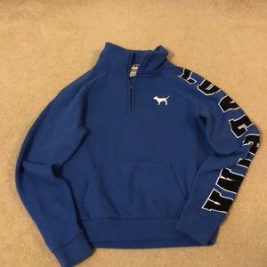 quarter zip PINK royal blue sweatshirt